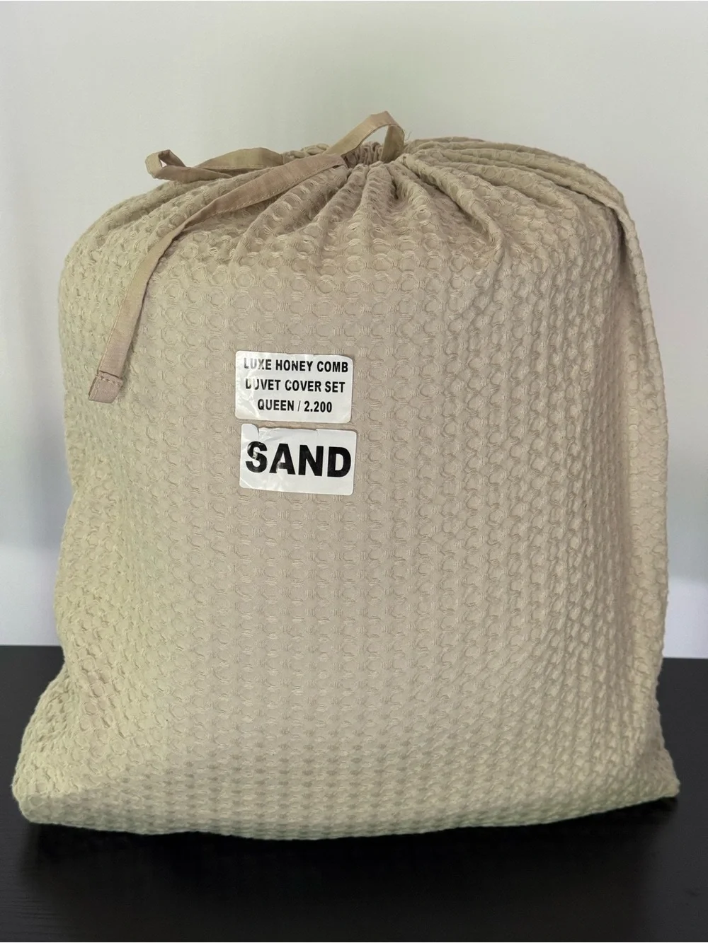 Quince Organic Luxe Honeycomb Duvet Cover Set Full/Queen | Sand | Cotton